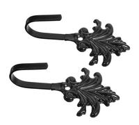 Healvian Decorative Iron Wall Mounted Hooks in Leaf Shape for Coats and Shower Curtains, Space-Saving and Easy Installation Black Curtain Tiebacks Hooks for Home Hanging Behind Doors