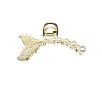 Healvian Delicate Pearl Fishtail Hairpin Zinc Alloy Claw Clip Stylish Hair Accessory for Women and Elegant Jaw Clip for Thin and Thick Hair