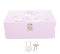 Healvian Desktop Tinplate Storage Box with Lock Large Metal Organizer for Keepsakes and Candies Compact Lockable Container for Family and Celebrations