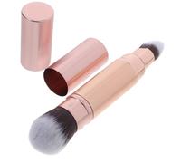 Healvian Dual Ended Retractable Makeup Brush for Loose Powder and Concealer Soft Blending Powder Brush with Rose Gold Handle Versatile Foundation Applicator for Smooth Finish