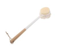 Healvian Dual-Sided Shower Scrub Brush with Long Wooden Handle Body Exfoliating Back Scrubber for Men and Women Soft Bristles for Wet and Dry Bathing Enhanced Creation and Easy Storage