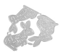 Healvian Easter Bunny Embossing Metal Cutting Die 75x78mm Silver Scrapbooking Crafting Stencil for DIY Card Making and Photo Album Decoration