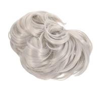 Healvian Elastic Hair Extension Bun Scrunchie, Grey Wavy Synthetic Hairpiece for Women, Curly Hair Accessories for Updo and Ponytail Styles