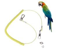 Healvian Elastic Parrot Leash Training Rope for Birds with Adjustable 3 Meters Length, Plastic Steel Wire Material, No.7 Claw Ring, Easy to Wear for Outdoor Activities Random Color