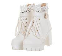 Healvian Elegant Comfortable Female Short Boots with Chunky Heels for Winter Fashionable Ankle Boots for Ladies Easy to Wear Lightweight PU Material for Any Occasion