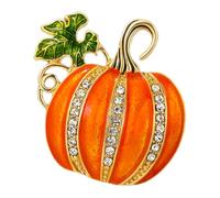 Healvian Elegant Orange Pumpkin Brooch for Women with Rhinestone Detailing, Alloy Material, Comfortable Fit and Versatile Pin Functionality, for Halloween Party and Leisure Wear Accessories