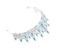 Healvian Elegant Princess Crown Tiara with Sparkling Rhinestones Bridal Headpiece for Women and Silver and Sky Blue European Style for Weddings Birthday Parties Performances and Evening