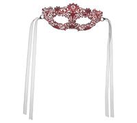 Healvian Elegant Red Venetian for Women with Curved Design, Comfortable and Universal Fit Polyester Costume Eye Mask for Halloween Costume and Carnival Decoration
