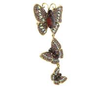Healvian Elegant Rhinestone Butterfly Brooch Pin Vintage Triple Lapel Pin for Clothes Suits and Scarves Stunning Decoration for Any Occasion Artistic Accessories for Women
