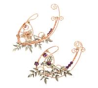 Healvian Elegant Rose Gold Leaf Ear for Women Non Piercing Handmade Alloy Hanging Earrings Fairy Jewelry for Teens Birthday Anniversary Daily Wear