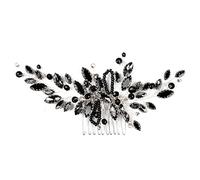 Healvian Elegant Wedding Crystal Hair Comb for Brides Decorative Bridal Headpiece for Special Occasions Handmade Black Glass Design for Weddings Parties and More
