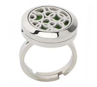 Healvian Essential Oil Diffuser Adjustable Open Ring Stainless Steel Aromatherapy Jewelry for Women Men 20mm Hollow Design Suitable for Daily Wear