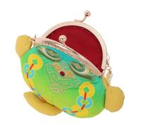 Healvian Ethnic Mini Purse with Pearl Clasp Closure and 3D Embroidery, Vintage Chinese Style Shoulder Bag for Women, Polyester Material with Chain, for Daily Outings and Travel
