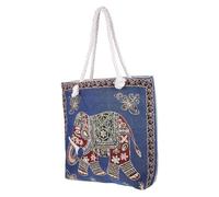 Healvian Ethnic Style Canvas Shoulder Bag for Women with Unique Elephant Pattern Multi-purpose Pouch for Travel Shopping Dating Small Item Storage Lightweight and Casual Handbag