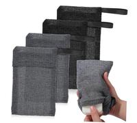 Healvian Exfoliating Soap Saver Pouch 4pcs Mesh Soap Bar Bag Body Scrubber Holder for Shower Bath Grey and Black