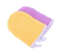 Healvian Face Cleansing Gloves Makeup Remover Gloves 2 Pieces Yellow and Purple Fiber Soft Reusable for Skin Types Daily Facial Cleansing