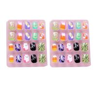 Healvian False Nails 2 Boxes Set Full Cover 40pcs Fake Nails Made of Abs Material Creative Style for Halloween Party for Boys