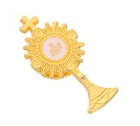 Healvian First Communion Chalice Brooch Pin Religious Holy Cross Lapel Pin Catholic Eucharistic Minister Breastpin for Women Church Ceremony