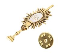 Healvian First Communion Cross Lapel Pin Gold Tone Chalice Brooch Religious Accessory for Jacket Coat Hat, Elegant Christian Brooch for Communion Ceremony
