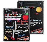 Healvian First Day of School Chalkboard 2 Pcs Sturdy Density Board Double Sided Signs for Teachers and Boys and