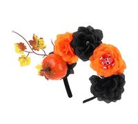 Healvian Flower Skull Headband Durable Halloween Cosplay Accessory with Pumpkin Design for Women Vintage Floral Party Headdress for Costume Events and Celebrations