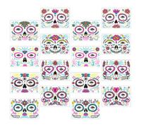 Healvian Fluorescent Face Stickers with Luminous Design 16 Sheets Halloween Temporary Tattoos Adhesive for Face and Skin, Suitable for Day the Dead and Halloween Parties