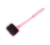 Healvian Foldable Pink Back Scratcher Brush with Rounded Brush Teeth and Long Reach Folding Handle, Ergonomic Plastic Body Massager Comb Tool for Men and Women, for Shower and Bedroom Use