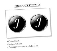 Healvian Glass Cuff Link Round Collar Button for Men Lightweight Glass and Copper Electroplated Sleeve Accessory Classic J Letter Pattern Suitable for Formal Shirts and Business Wear