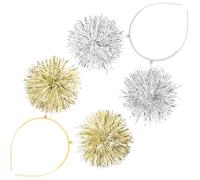 Healvian Glitter Pom Pom Bopper Headbands 2pcs Set Silver and Gold Shiny Laser Sparkle Hair Accessories for Women Party and Festival Wear