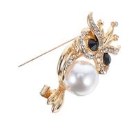 Healvian Gold Owl Brooch for Women Elegant Lapel Pin Shiny Pearl Design for Dresses Coats Special Occasions