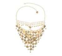 Healvian Golden Arabian Dance Veil Mask with Coins, Multi-layered Tassel Face Cover for Belly Dancing, Breathable Alloy Material, Easy Costume Pairing for Performances and Themed Parties