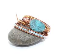 Healvian Golden Bohemia Style Weaving Bracelet with Natural Stone Lightweight Handmade Jewelry for Women for for Daily Wear and Special Occasions