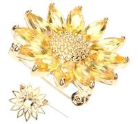 Healvian Golden Daisy Flower Pin Brooch with Crystal Alloy Design, Charming and Vivid Style for Decorating Gloves and Scarves, Accessory for Ladies on Valentine's Day Or Christmas