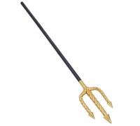Healvian Golden Spiral Trident Costume Accessory with Black Three-section Rod for Halloween Devil Cosplay and Mythology Themed Parties