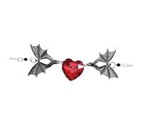 Healvian Gothic Style Bat Wing Pendant Necklace with Crystal Accent Alloy Material Unique Neck Decoration for Women Suitable for Parties Festivals and Special Occasions Red Random Color