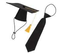 Healvian Graduation Themed Dog Garment with Decorative Doctoral Hat and Dog Necktie Ornament Black Polyester Puppy Clothing for Graduation Party Skin-friendly and Adorable