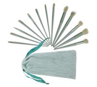 Healvian Green Makeup Brush with Soft Plastic Handles Safe for Powder Liquid Foundation Practical Blush Loose Powder Brushes for Women Includes Velvet Storage Bag for Travel and Daily Use