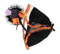 Healvian Halloween Desk Goose Costume Set Mini Witch Cape and Hat in Orange Polyester for 7 Inch Desktop Goose, for Holiday Decor and Amusing Party Scenes