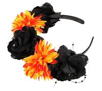 Healvian Halloween Flower Headband Gothic Spider Floral Headpiece for Women Realistic Cloth Material Festival Crown for Day Dead Cosplay Party Accessory