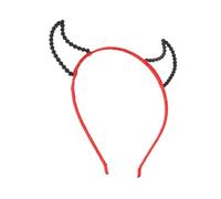 Healvian Halloween Headband Day Dead Headpiece Demon Horns Hairband Women's Costume Accessory Rhinestone Embellished