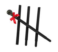 Healvian Halloween Skull Scepter Staff with Bowknot Lightweight Plastic Wizard Cane Prop for Party Parades and Haunted House Decorations, Smooth Rounded Edges, Eye-catching Skeleton Hand