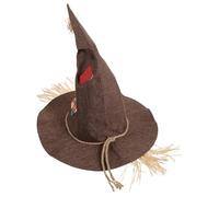 Healvian Halloween Witch Hat for Women, Vintage Retro Pointed Straw Costume Hat with Adjustable Sizing and Comfortable Fit, for Carnival and Indoor Activities