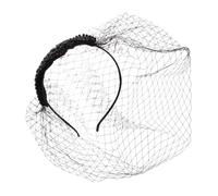 Healvian Handmade Diamond Decor Mesh Headdress for Women Lightweight Vintage Veil Headwear Party Festival Accessories Black