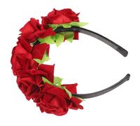 Healvian Handmade Rose Hair Band Lightweight Bridal Flower Headband Red for Wedding Photography Special Occasions Valentines Day Mothers Day Accessories