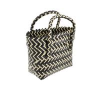 Healvian Handwoven Casual Handbag for Women Stylish Beach Bag Versatile Tote for Shopping Dating Work Durable with Ample Storage for Essentials Black and Beige Color