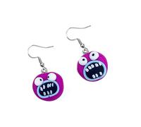 Healvian Harajuku Style Clay Earrings Purple Adorable Pottery Ear Jewelry for Women Party Casual Wear Cute Cartoon Eardrops