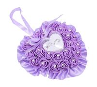 Healvian Heart Ring Pillow Rose Flower Ring Box 7.5x7.5x4.5in Foam Plastic Rhinestone Decoration Elegant Romantic Wedding Accessory for Ceremony