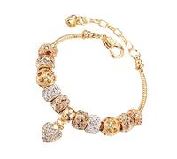 Healvian Heart Shape Pendant Rhinestone Bracelet for Women Beaded Wrist Chain Jewelry Hand Chain Elegant Accessory for Parties Office Daily Wear