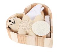 Healvian Heart-shaped Bath Set with Softening and Oil Removing Features, Includes Synthetic Material Accessories like Bath Glove, Face Brush, Loofah Slice, Foot Rubbing Stone and Bear Toy,