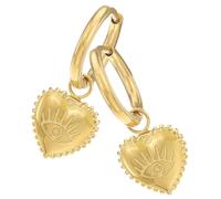 Healvian Heart-shaped Dangle Earrings with Eye Pattern Charm, Gold Color, Women’s Romantic Valentines Day Jewelry, Lightweight Drop Earrings for Daily Wear